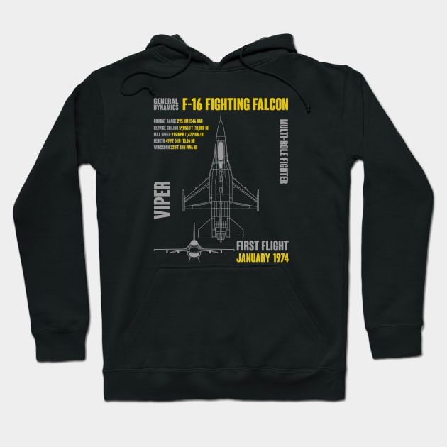 F-16 Fighting Falcon Hoodie by Mandra